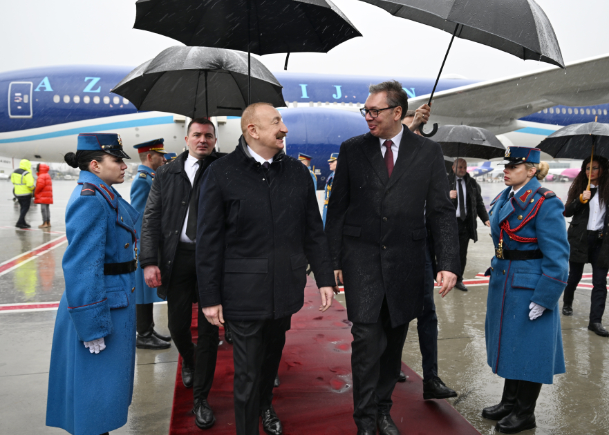Prezident İlham Əliyev Serbiyaya rəsmi səfərə gəlib