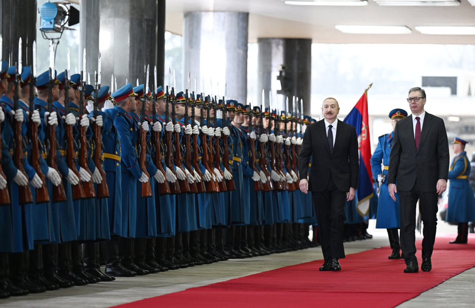 Prezident İlham Əliyevin Belqradda rəsmi qarşılanma mərasimi olub