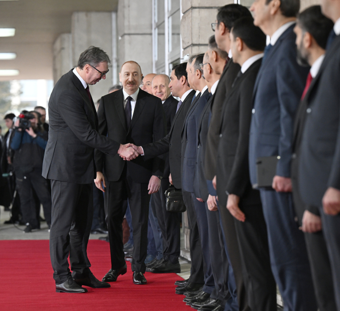 Prezident İlham Əliyevin Belqradda rəsmi qarşılanma mərasimi olub